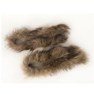 Beige Color Skinny Real Raccoon Fur Trim